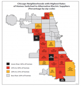 Map of alternative supplier enrollment in Illinois